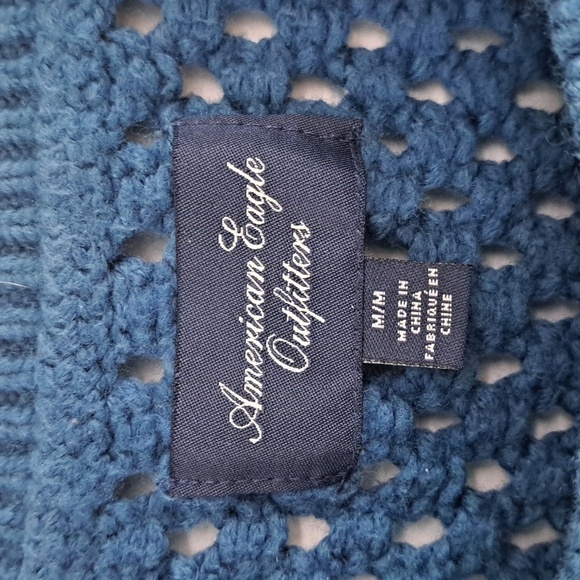 American Eagle Open Knit Sweater Teal Size Medium - Picture 3 of 7